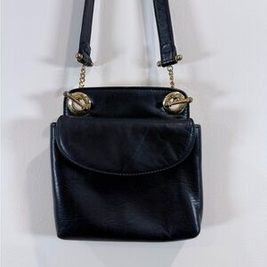 🔥Silver Blue Black Leather Crossbody Bag with Gold Hardware EUC🔥